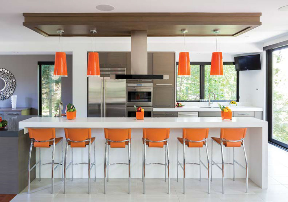 Modern kitchen with orange accents